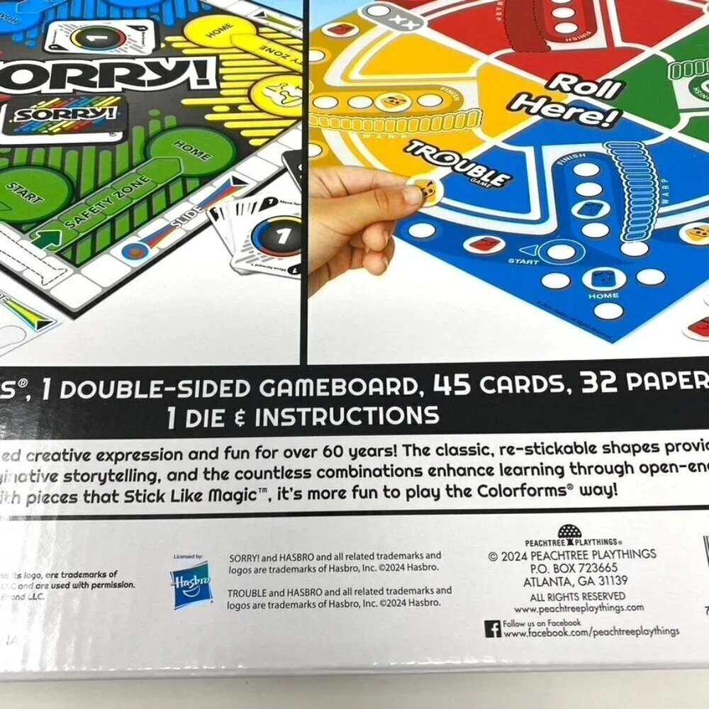 Colorforms 2 In 1 Hasbro Games Sorry & Trouble Car Activity Vacation Classic